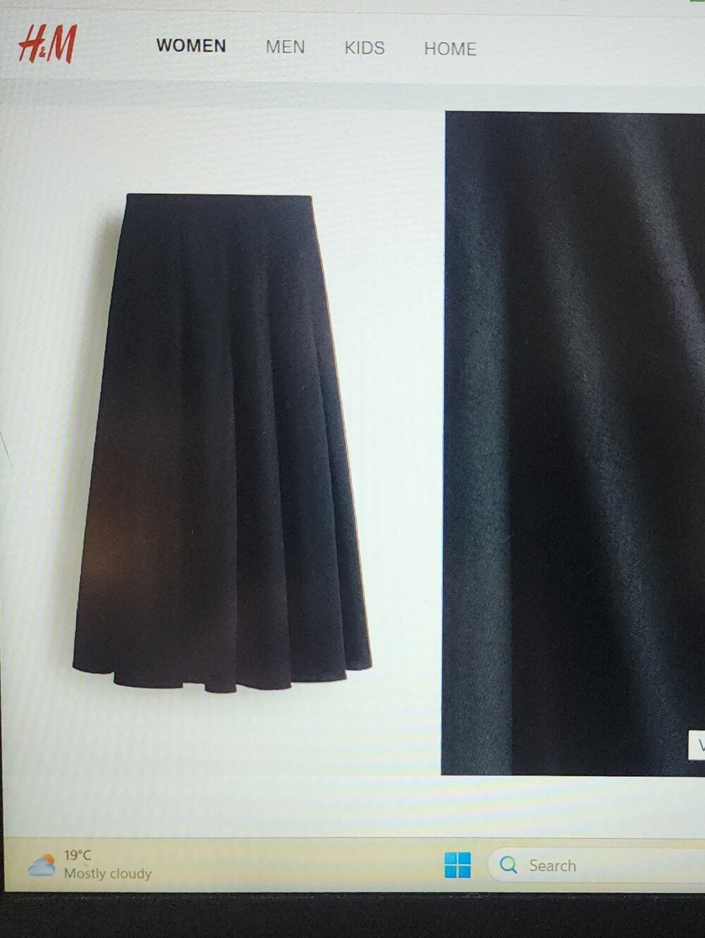 H&M Poplin Circle Skirt Black Women's